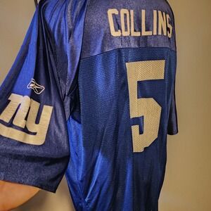New York Giants NFL Football #5 Kerry Collins Blue and White Jersey Reebok